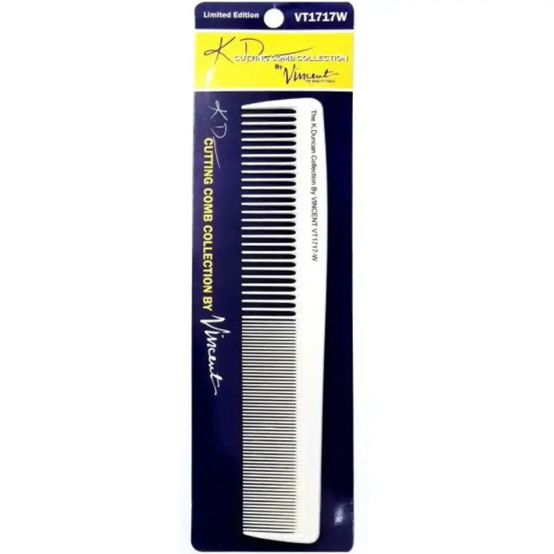 Kd Vincent White Ceramic Marceling Comb - 8.75" 1