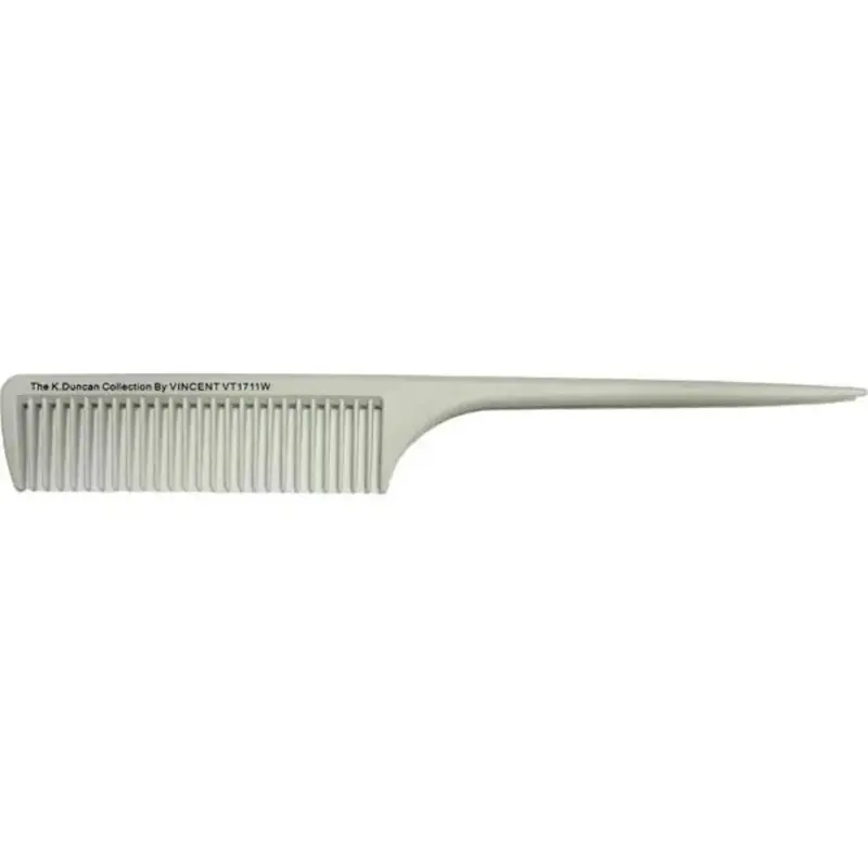 Kd Vincent White Ceramic Rat Tail Comb Large Extra Wide Teeth - 10" 1