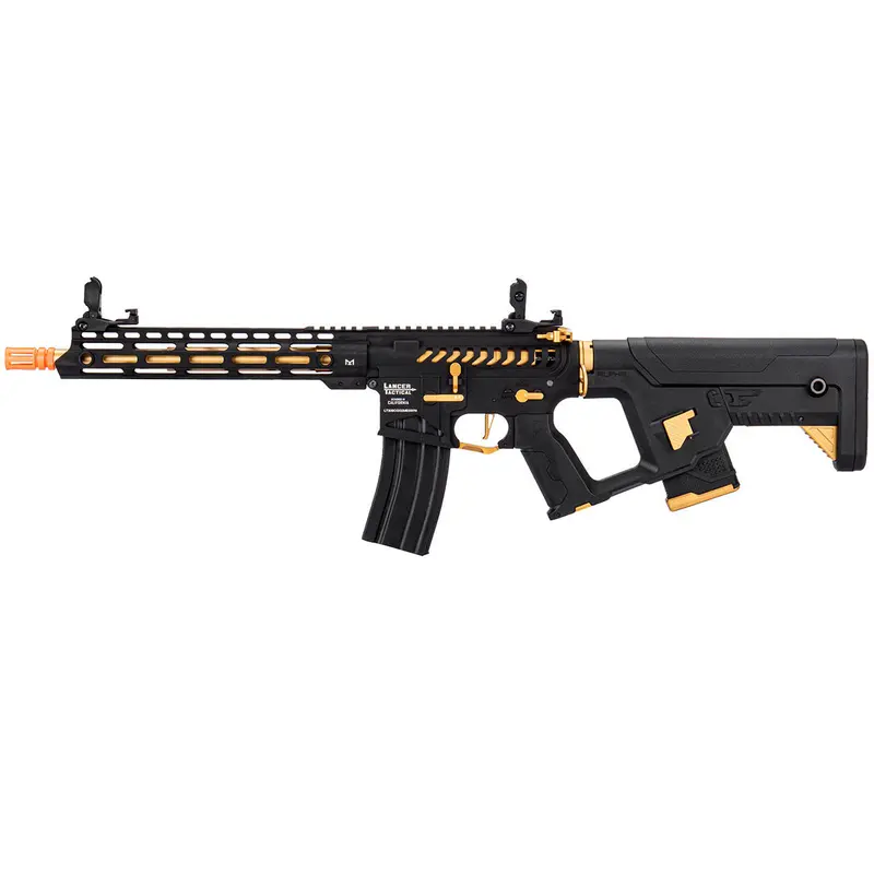 Lancer Tactical Enforcer Blackbird Skeleton Aeg Airsoft Rifle W/ Alpha Stock - Black/Gold 1