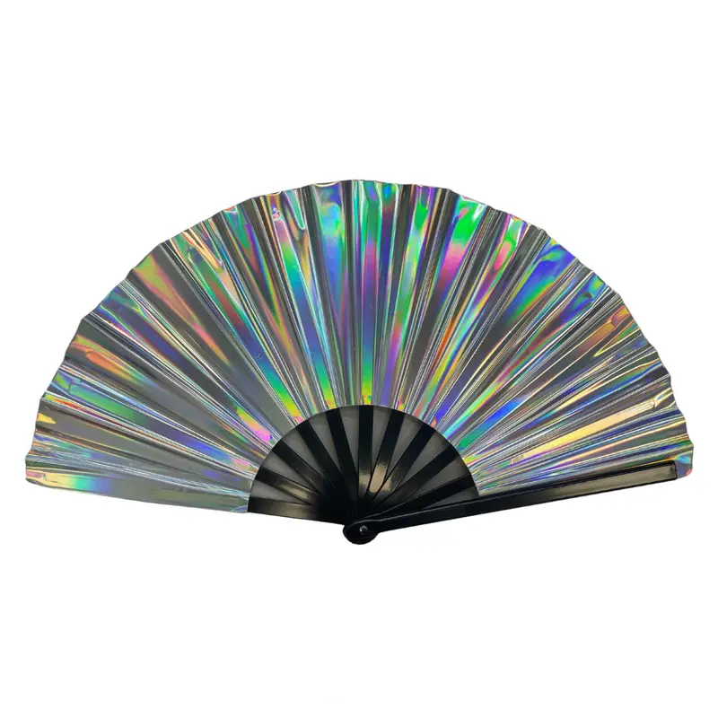 Large Iridescent Folding Hand Fan | Shimmer Decorative Cooling Fan – Choose Color 6