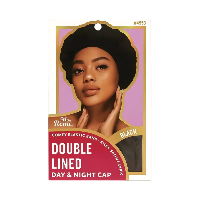 Ms. Remi Premium Deluxe Day & Night Cap Black | Satin Hair Bonnet For Moisture Protection 1