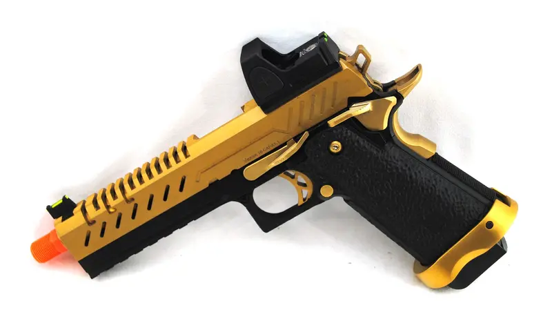 Nuprol Vorsk Hi-Capa 5.1 Full Metal Gas Blowback Pistol + Bds - Black/Gold 1