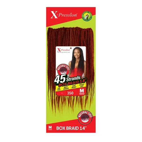 Outre X-Pression Box Braids 45-Strands 3X's Pack Medium Natural Tip Crochet Hair- 14" 1