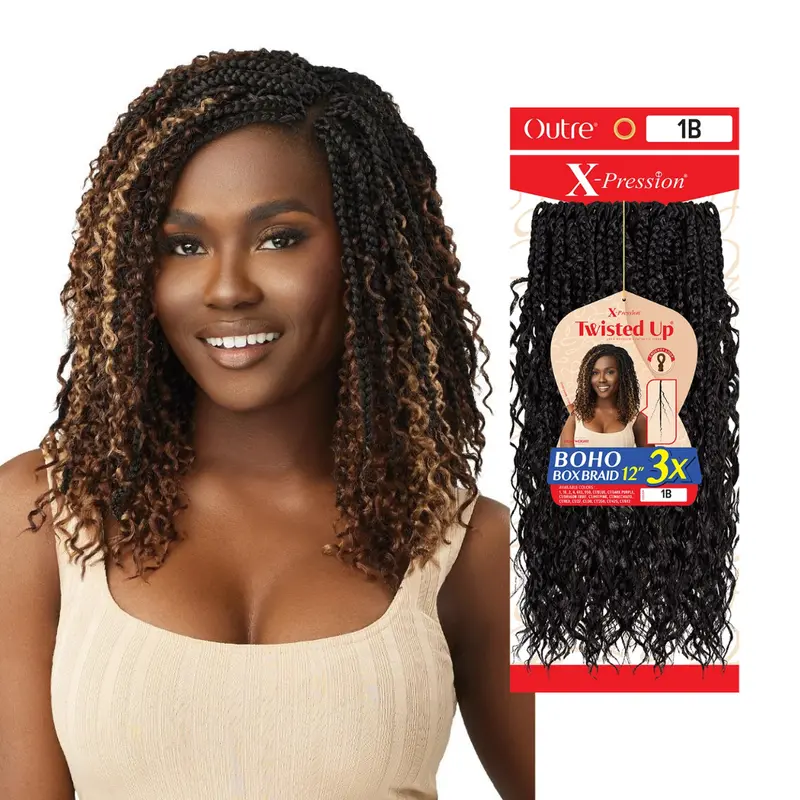 Outre X-Pression Twisted Up Boho Box Braid 3X's Pack Crochet Hair - 12" 1