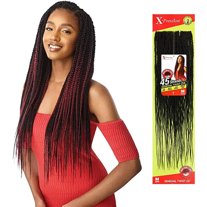 Outre Xpression 3X's Box Braids 45-Strands Medium Natural Tip Crochet Hair - 26" 1