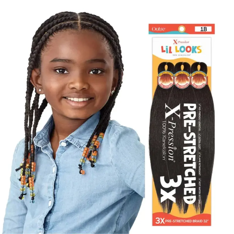 Outre Xpression Lil Looks Pre-Stretched Calming Braid 3X's Braiding Hair - 32" 1