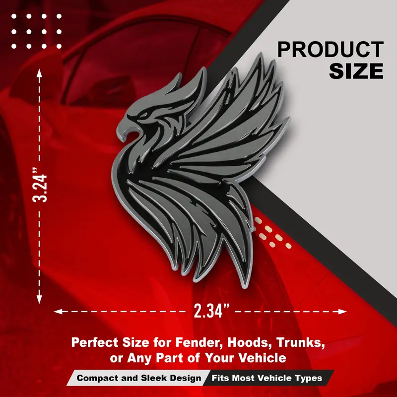 Phoenix Emblem - Left And Right - Chrome 2