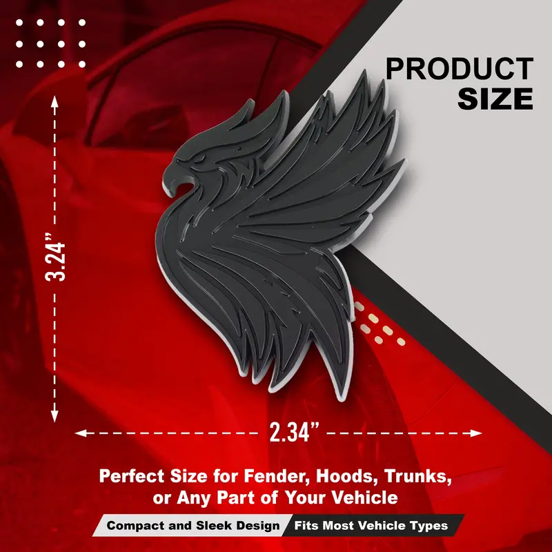 Phoenix Emblem - Left And Right - Matte Black 2