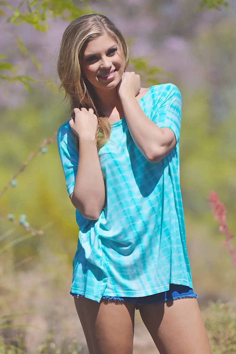 Piko It Doesn't Get Any Better Tops - Aqua Tie Dye 1