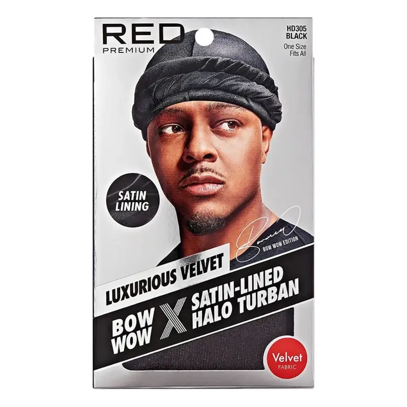 Red By Kiss Bow Wow Satin Lined Velvet Halo Turban | Protective Fashion Headwrap – Choose Color 1