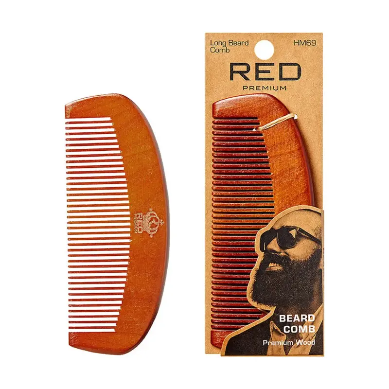 Red By Kiss Premium Wood Long Beard Comb 1