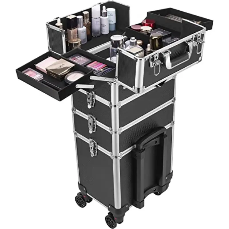 Rolling Portable Makeup Case – Large | Professional Wheeled Cosmetic Organizer 2