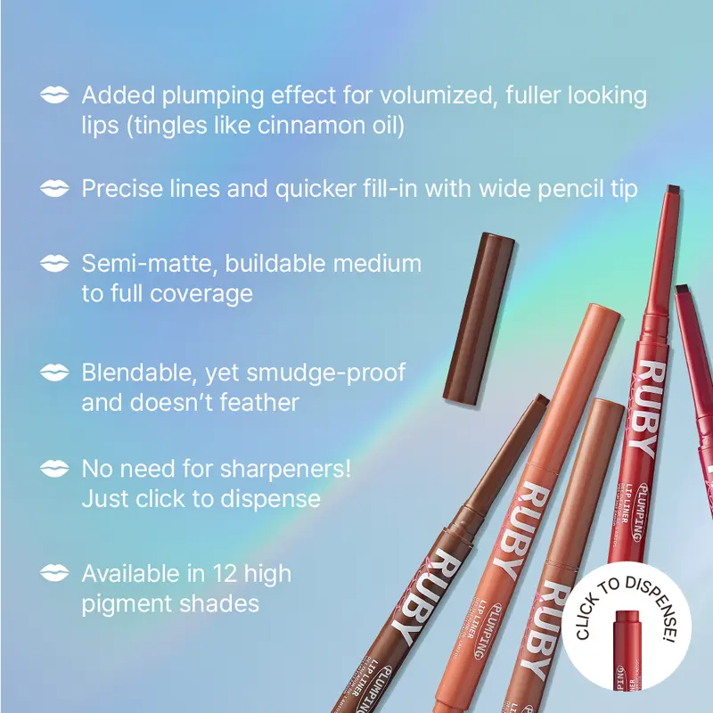 Ruby Kisses Plumping Lip Liner | Long-Lasting Define & Enhance Pencil – Choose Color 6