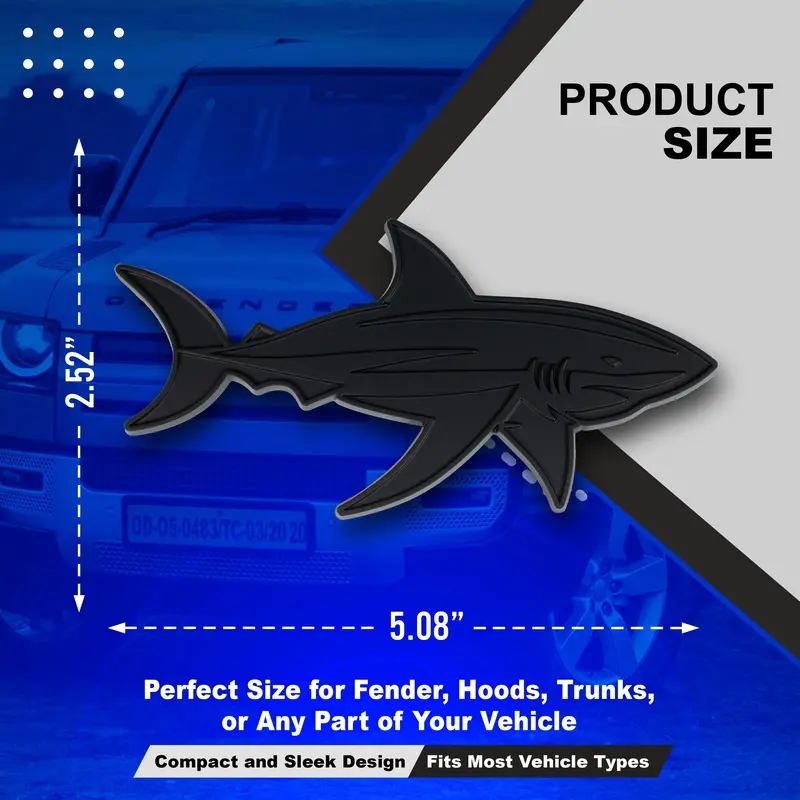 Shark Emblem - Left And Right - Matte Black 2