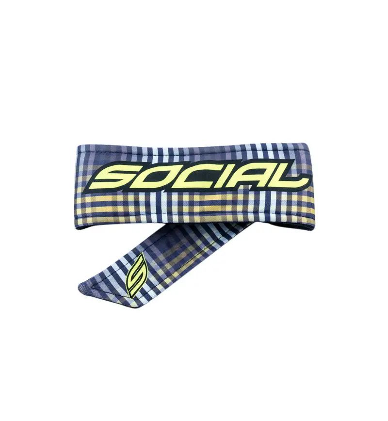 Social Paintball Grit Deluxe Long Tie Headband - Blue Plaid 1