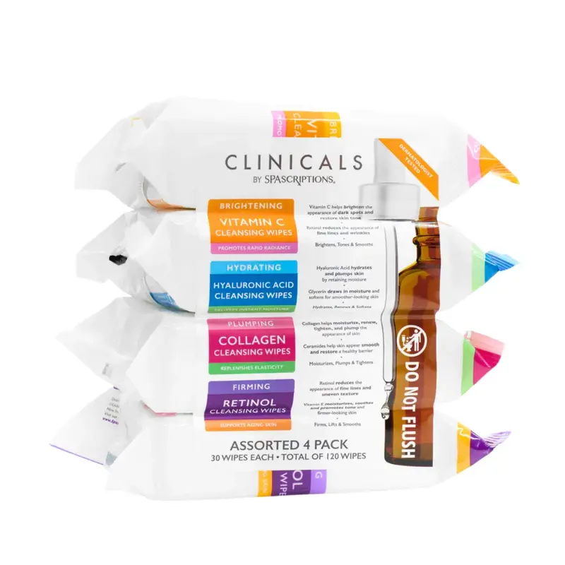 Spascriptions Assorted Clinicals Cleansing Wipes | Daily Face Cleansing Wipes – 120Ct 1