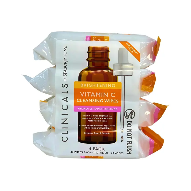 Spascriptions Clinicals Vitamin C Cleansing Wipes | Brightening Face Wipes – 120 Ct 1