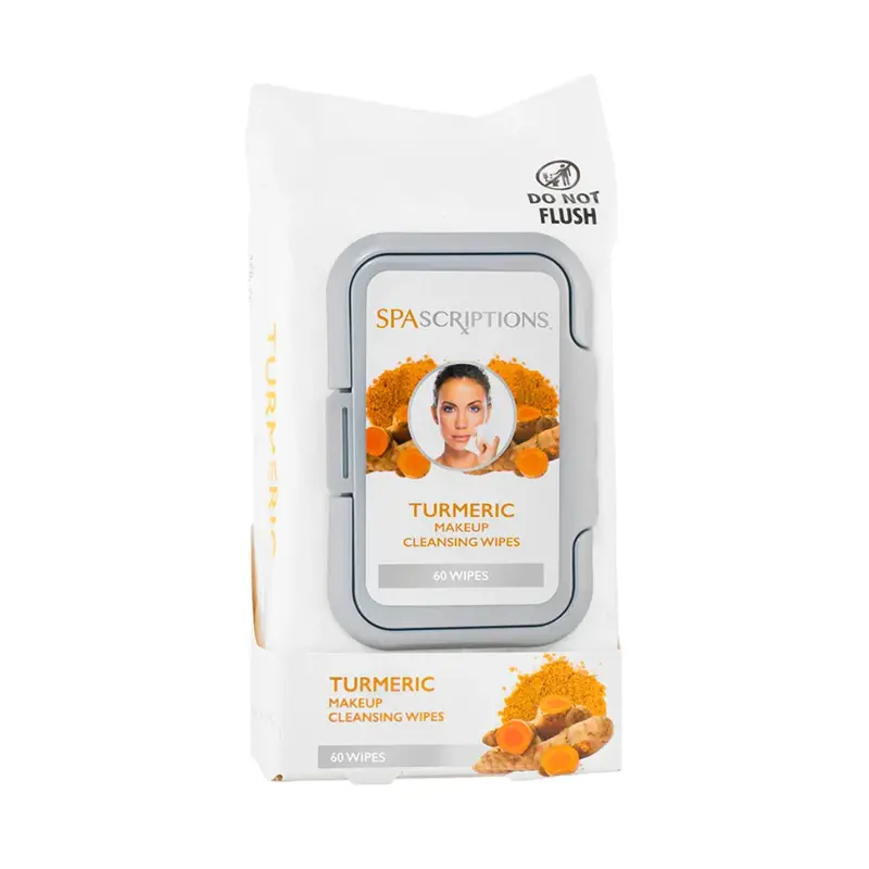 Spascriptions Turmeric Cleansing Wipes | Brightening & Soothing Face Wipes – 60Ct 1
