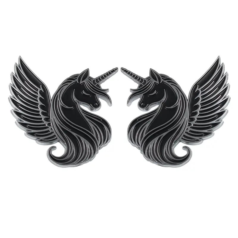 Unicorn Emblem - Left And Right - Chrome 1