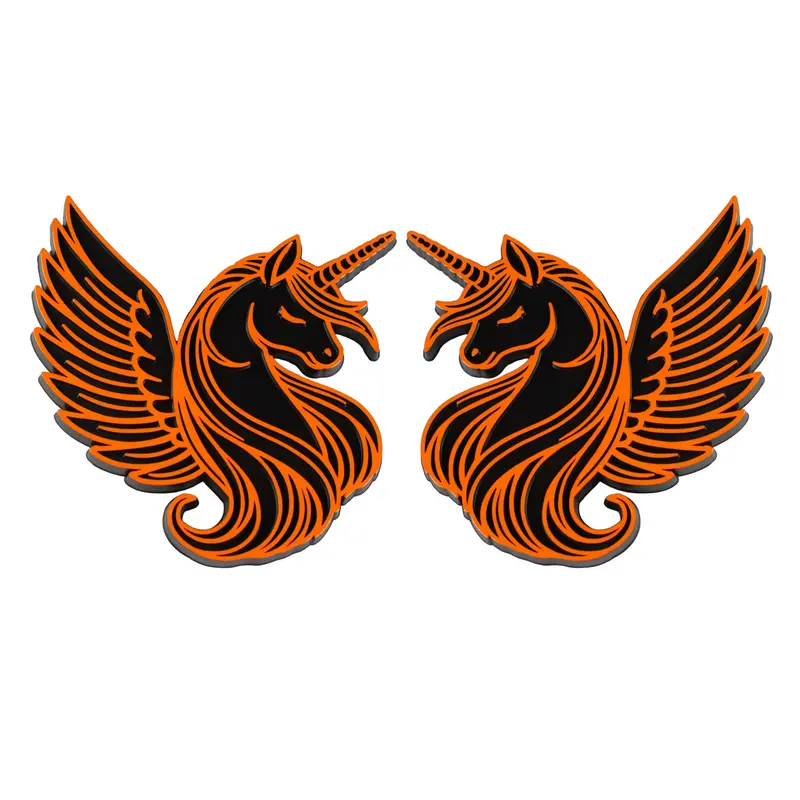 Unicorn Emblem - Left And Right - Orange 1