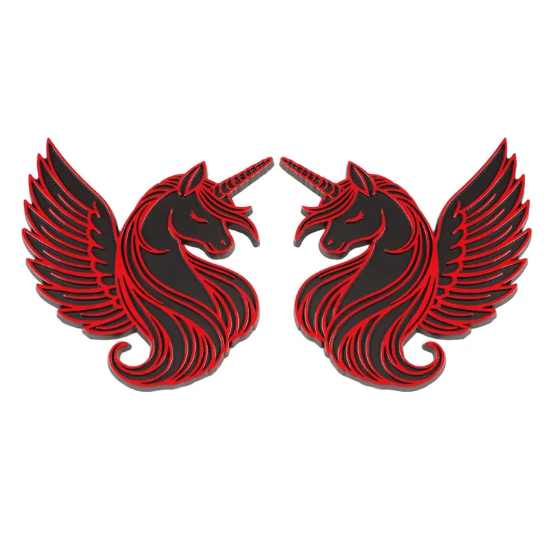 Unicorn Emblem - Left And Right - Red 1
