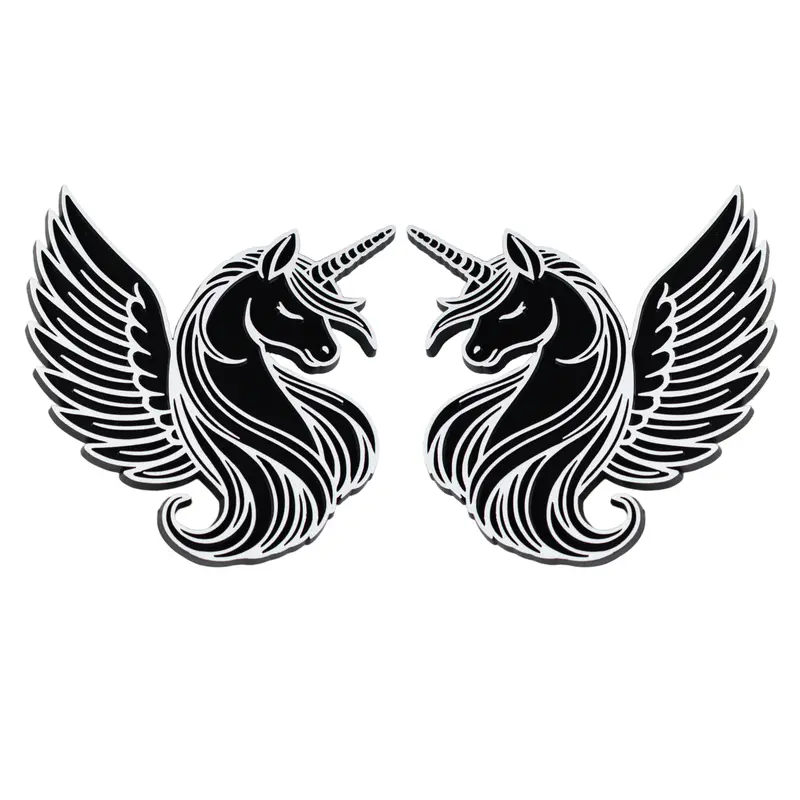 Unicorn Emblem - Left And Right - White 1
