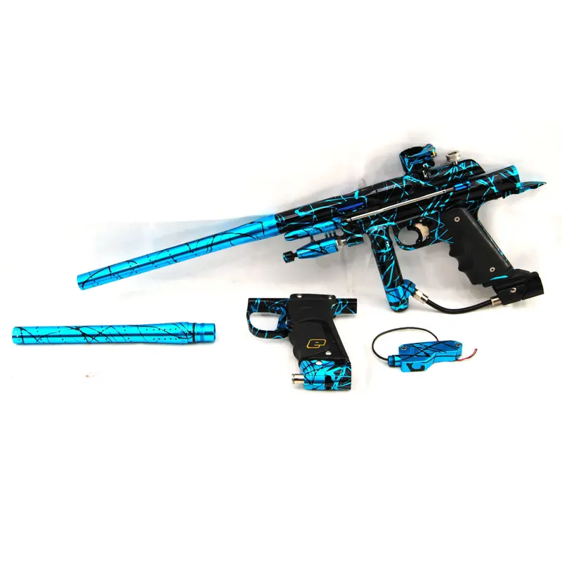 Used Inception Designs Fle Midblock Autococker With E2 E-Blade - Teal Black Splash 1