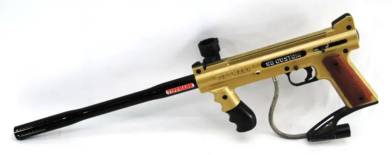 Used Tippmann 98 Custom W/ 14 Inch Sniper Barrel - Gold/Black 1