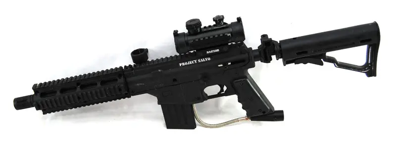 Used Tippmann Project Salvo W/ E-Grip & Raptor Red Dot Sight - Black 1
