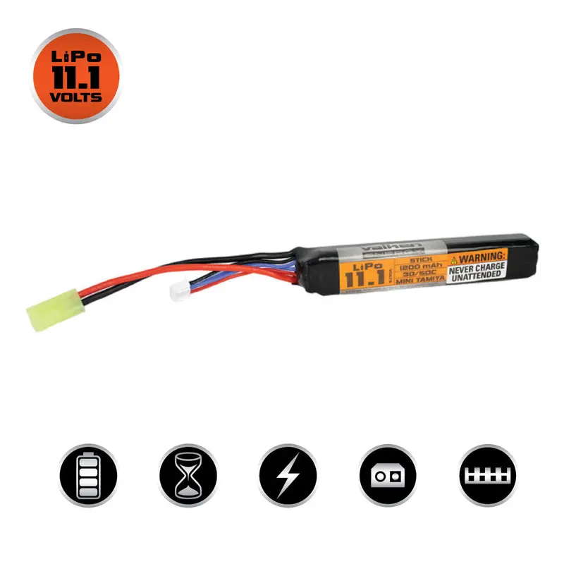 Valken Energy Lipo 11.1V 1200Mah 30C/50C Stick Style Airsoft Battery - Small Tamiya 1