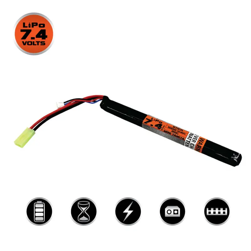 Valken Energy Lipo 7.4V 1000Mah 30C Long Stick Style Battery 1