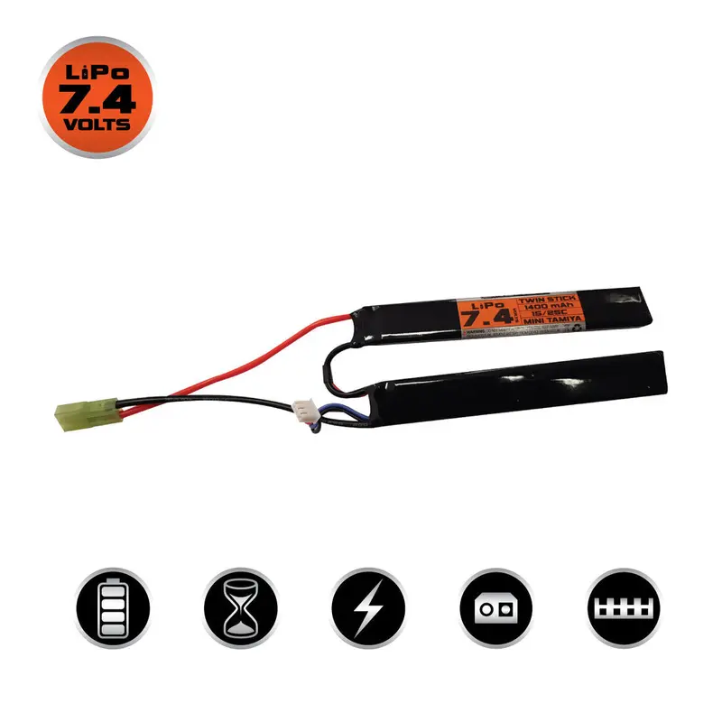 Valken Energy Lipo 7.4V 1400Mah 15/25C Twin Stick Style Airsoft Battery 1