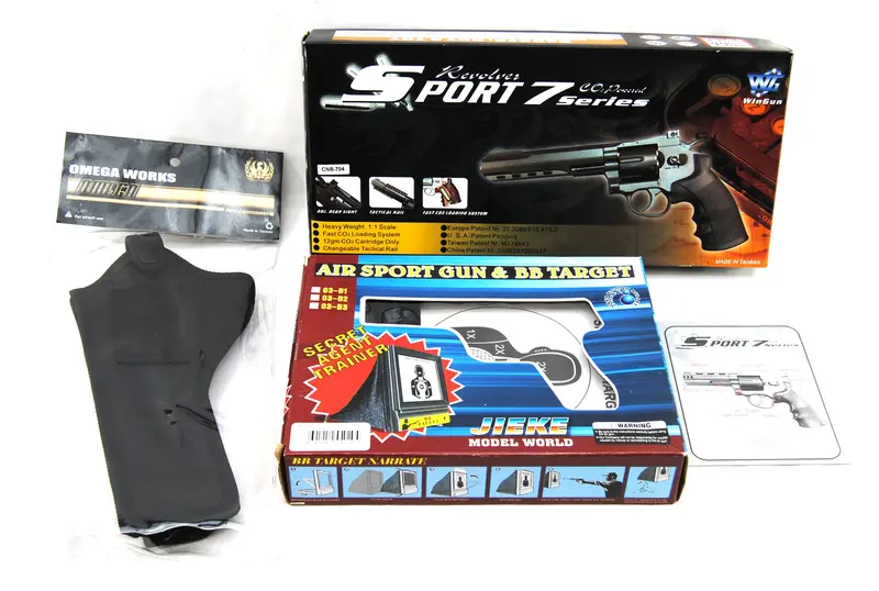 Wingun Winchester 704 6" High Power Airsoft Co2 Revolver W/ 8Rd Clip Black Package 1