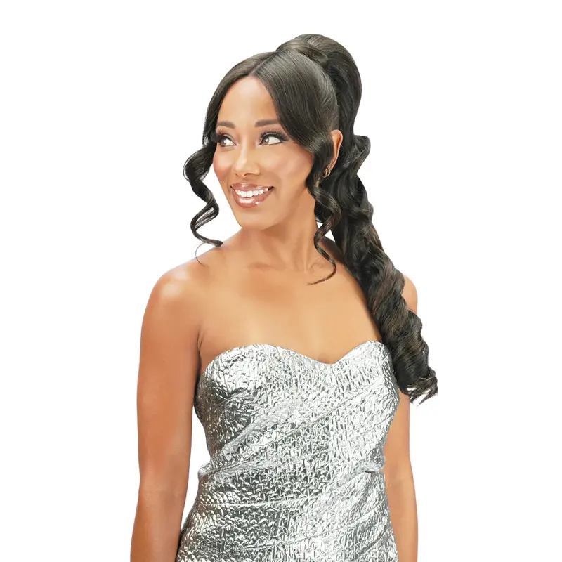 Zury Sis Miss Bang Pony Lace Part Drawstring – Ria | Bang Style Ponytail With Natural Lace Part 1