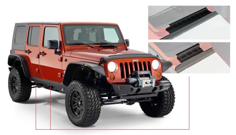 Bushwacker Trail Armor Rocker Panel & Sill Plate Protection – Black, For 2007–2018 Jeep Wrangler Unlimited 1
